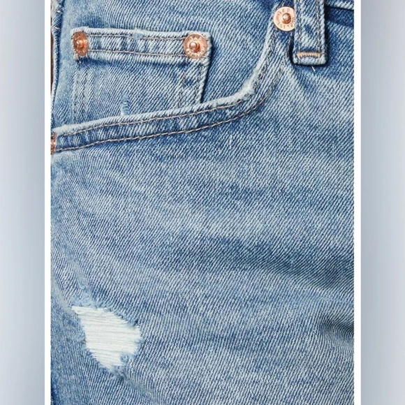 GAP Light Wash Blue High Rise Distressed 5" Denim Jean Short Plus Size 16/33 - Picture 10 of 10